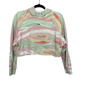 Adidas Wadidas Cropped Sweater Top Long Sleeve‎ Painted Hooded Multicolor XS